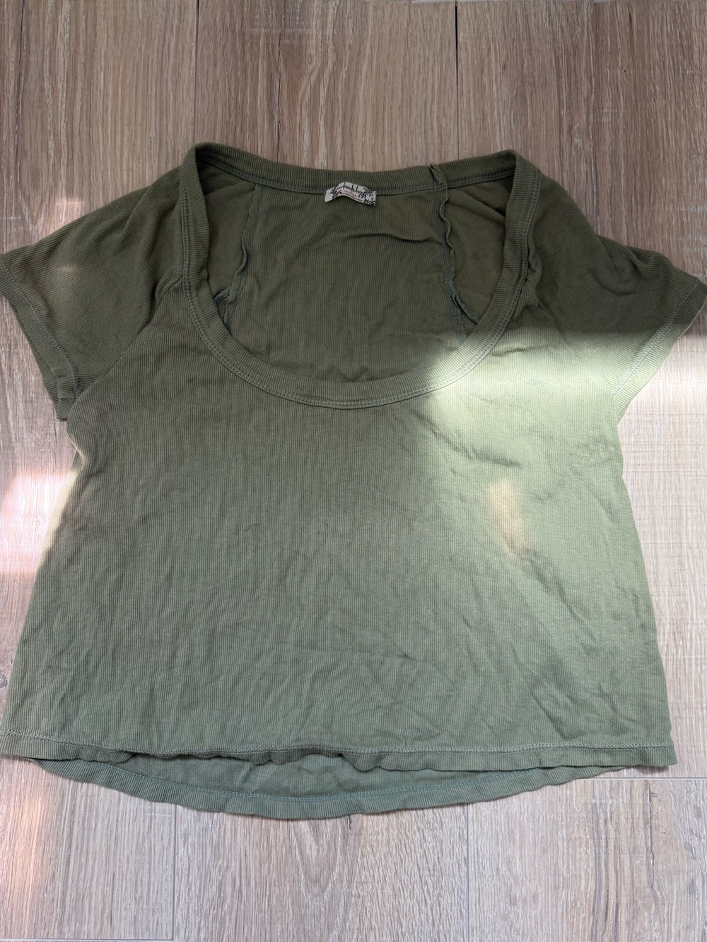 Free People Olive Green Scoop Neck Crop Top